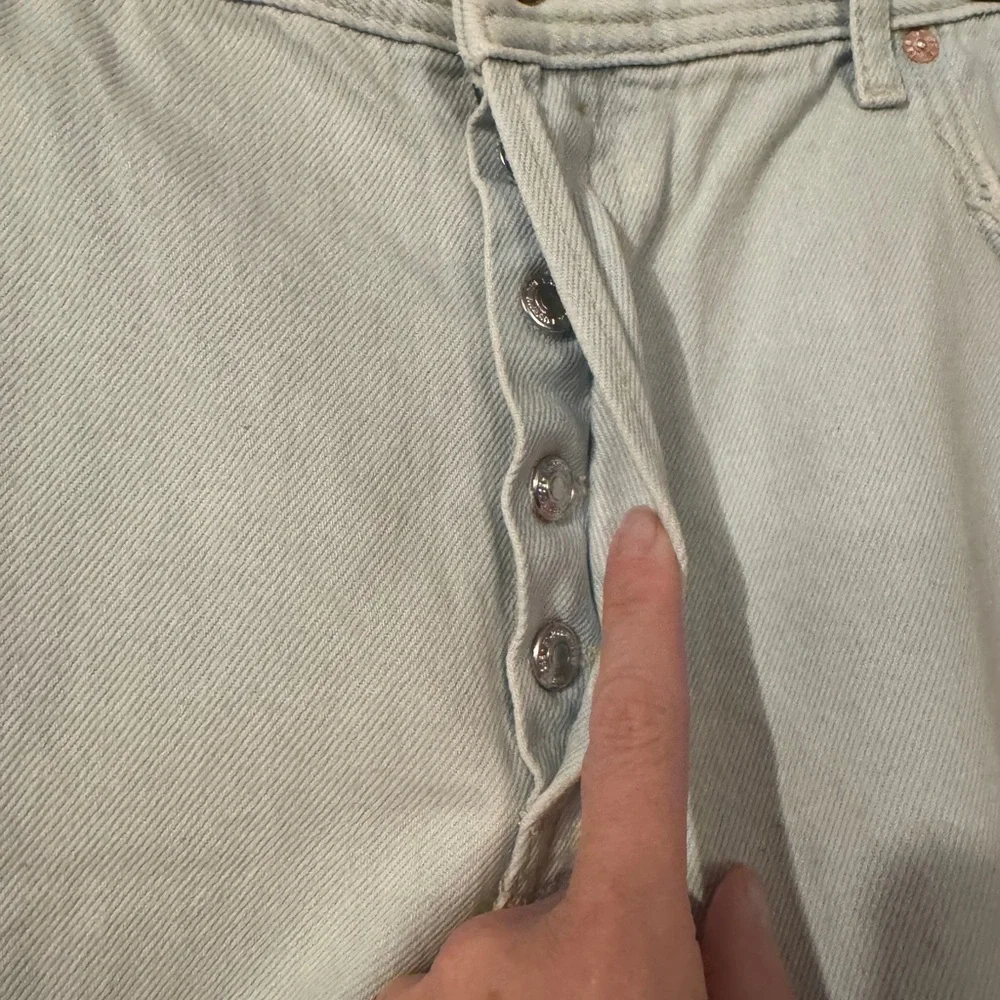 Free People Light Blue Distressed Straight Leg Jeans - Picture 6 of 7